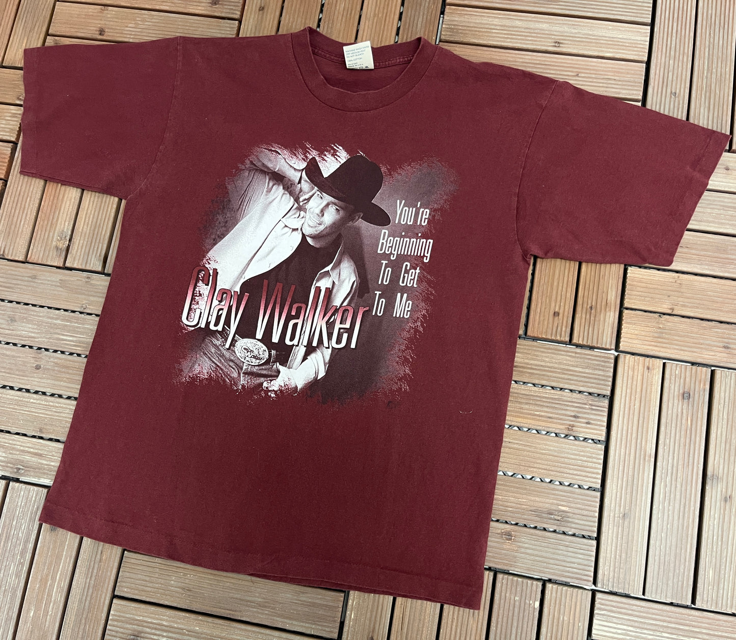 Clay Walker You're Beginning To Get To Me Graphic Tee | Size X-Large | Vintage 1990s Country Music Red T-Shirt |