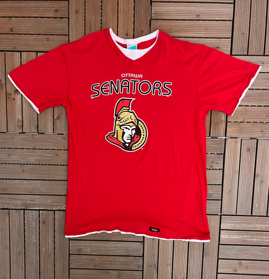 Ottawa Senators Graphic Tee | Size X-Large | Vintage 2000s NHL Hockey Red T-Shirt | Waves Tag |