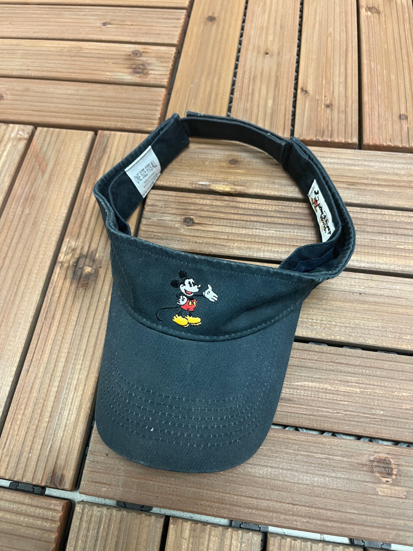 Mickey Mouse Embroidered Graphic Visor | Adjustable With Strap Back | Vintage 1990s Cartoon Black Cap | Free Shipping to USA |