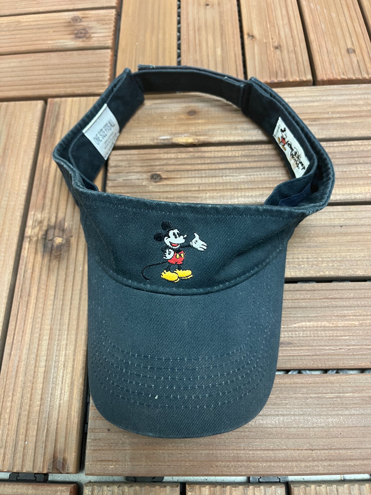 Mickey Mouse Embroidered Graphic Visor | Adjustable With Strap Back | Vintage 1990s Cartoon Black Cap | Free Shipping to USA |