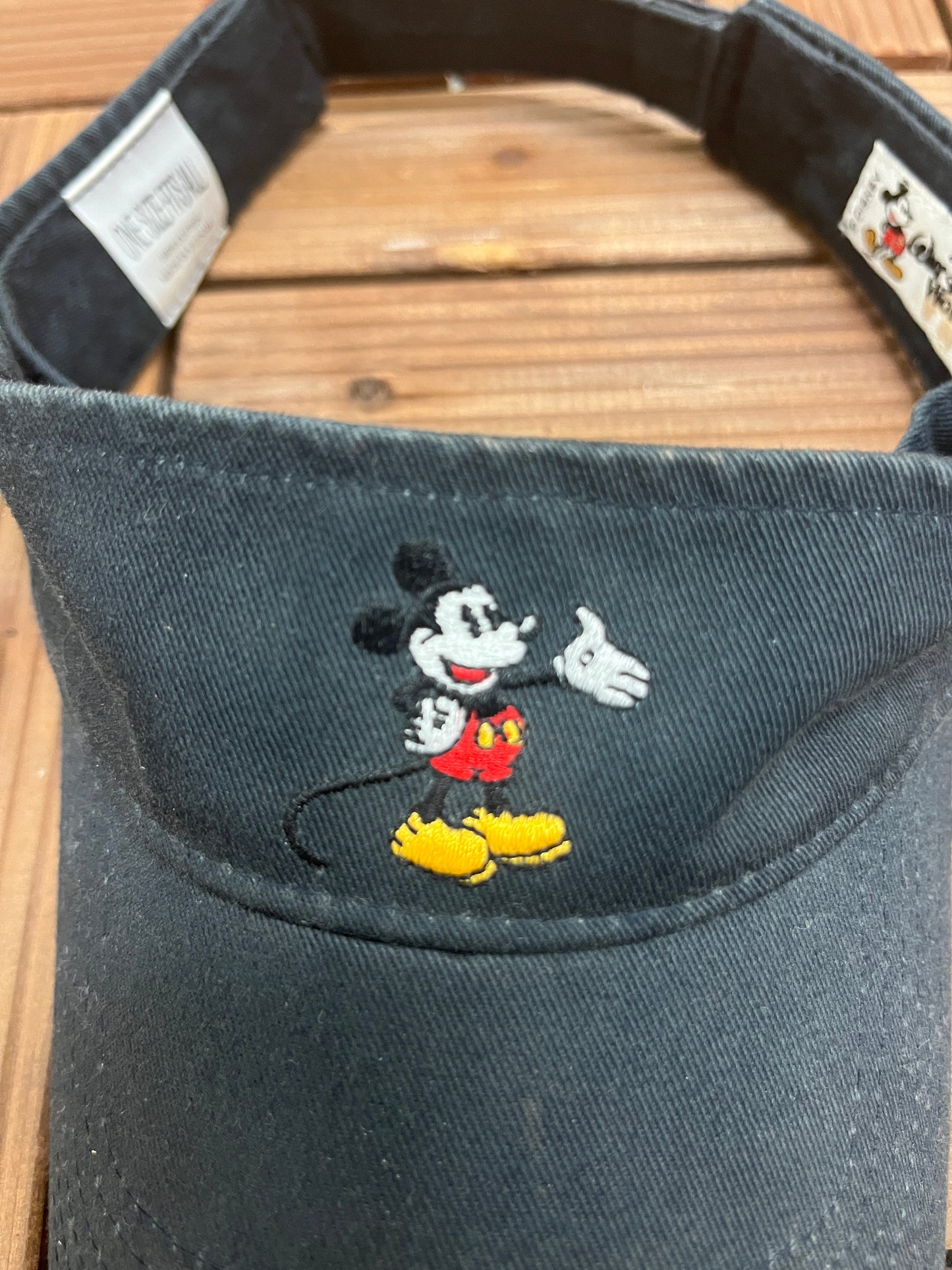 Mickey Mouse Embroidered Graphic Visor | Adjustable With Strap Back | Vintage 1990s Cartoon Black Cap | Free Shipping to USA |