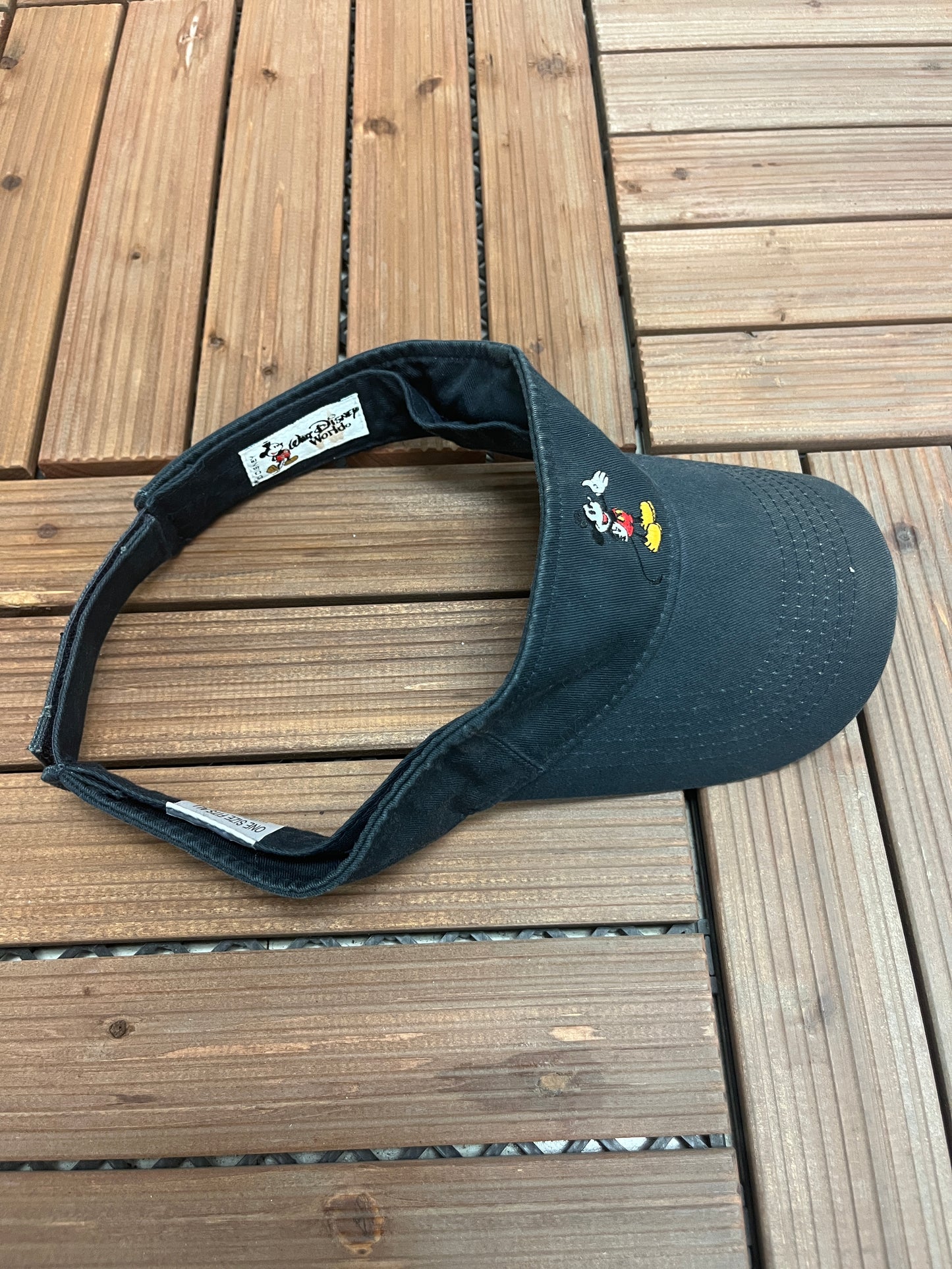 Mickey Mouse Embroidered Graphic Visor | Adjustable With Strap Back | Vintage 1990s Cartoon Black Cap | Free Shipping to USA |