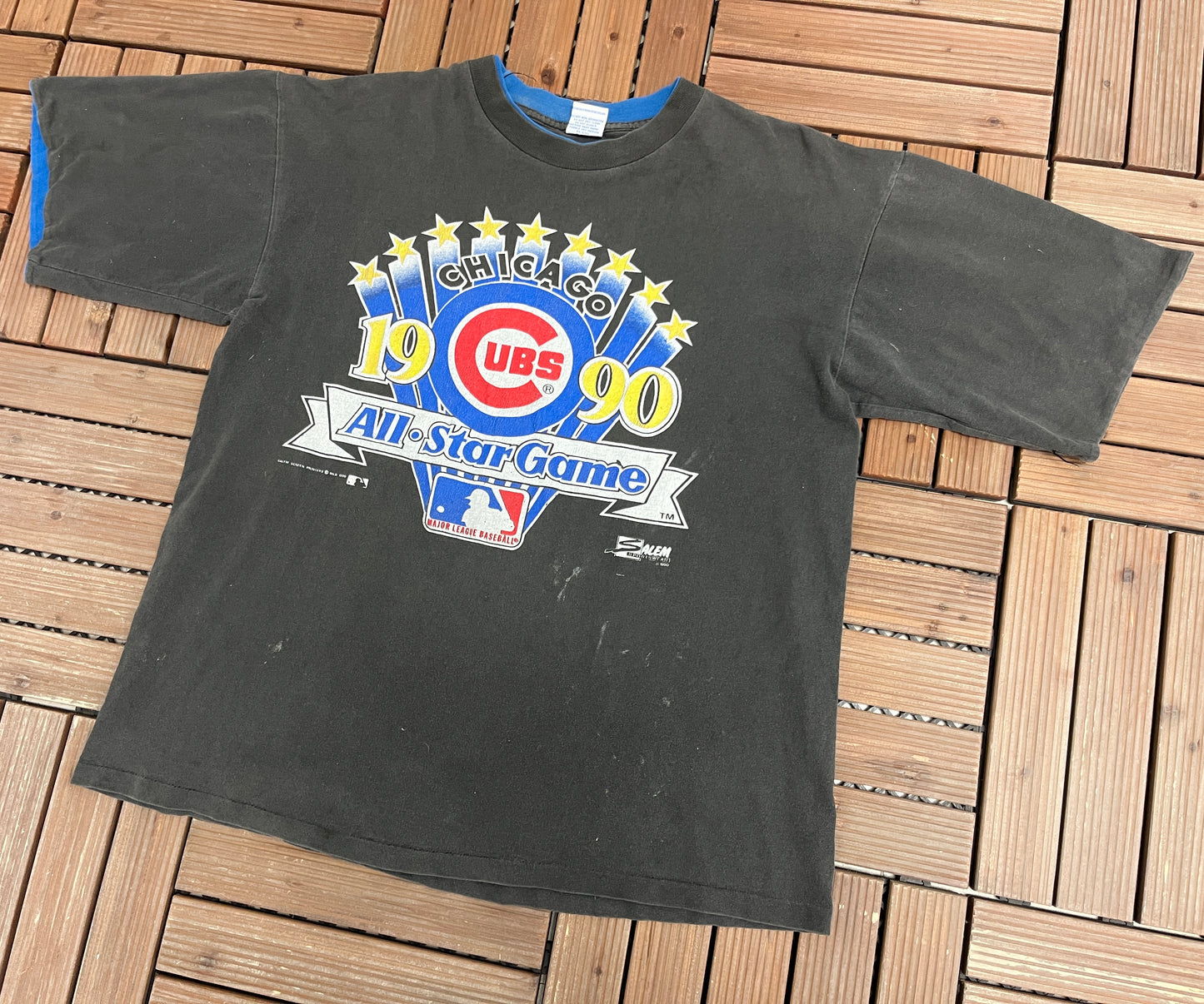 Chicago All-Star Game 1990 Graphic Tee | Size X-Large | Vintage 1990s MLB Baseball Faded Black T-Shirt |