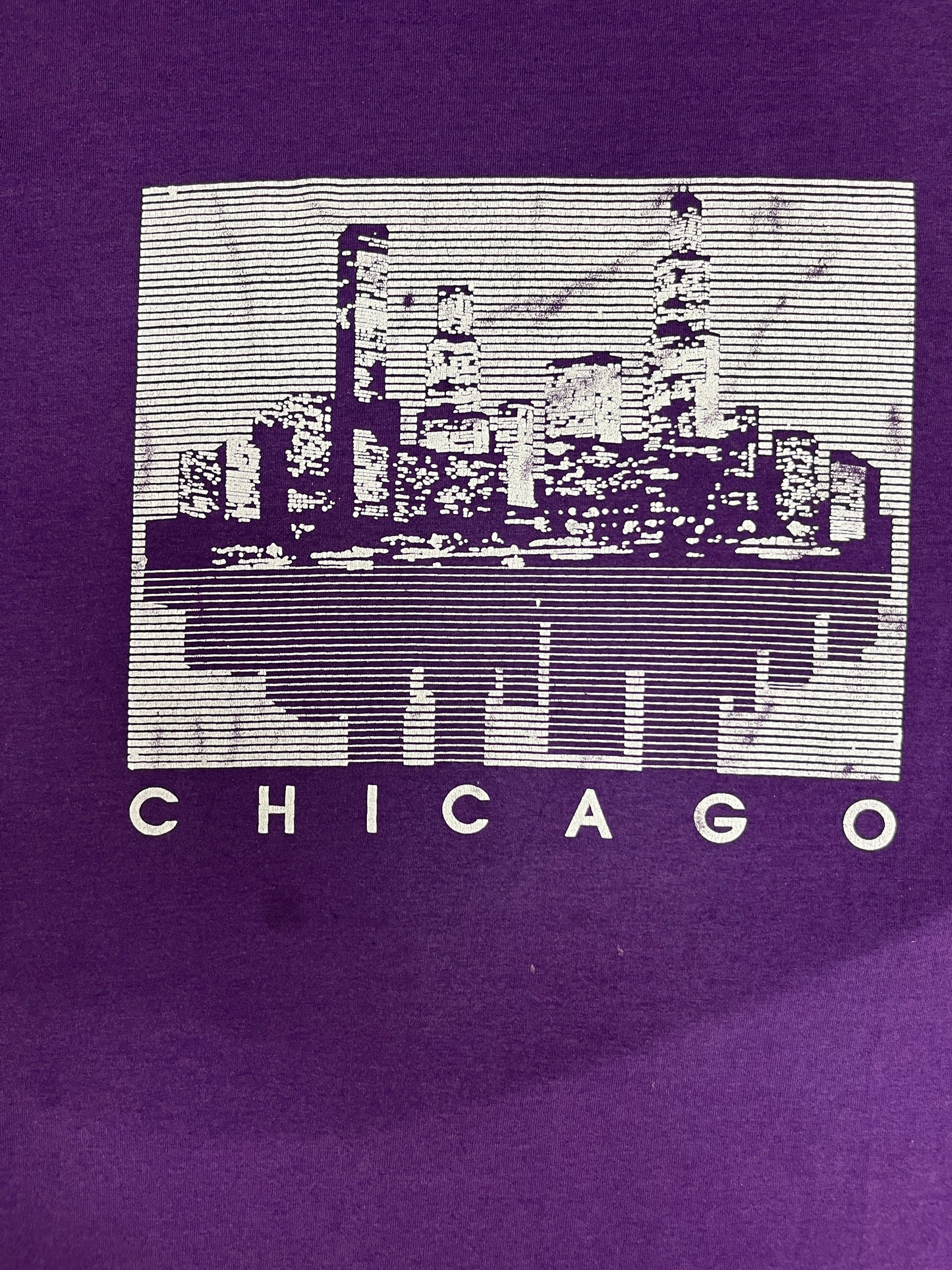 Chicago Skyline Graphic Tee | Size XXX-Large | Vintage 1990s Single Stitch Promotional Tourist Purple T-Shirt | Free Shipping to USA |