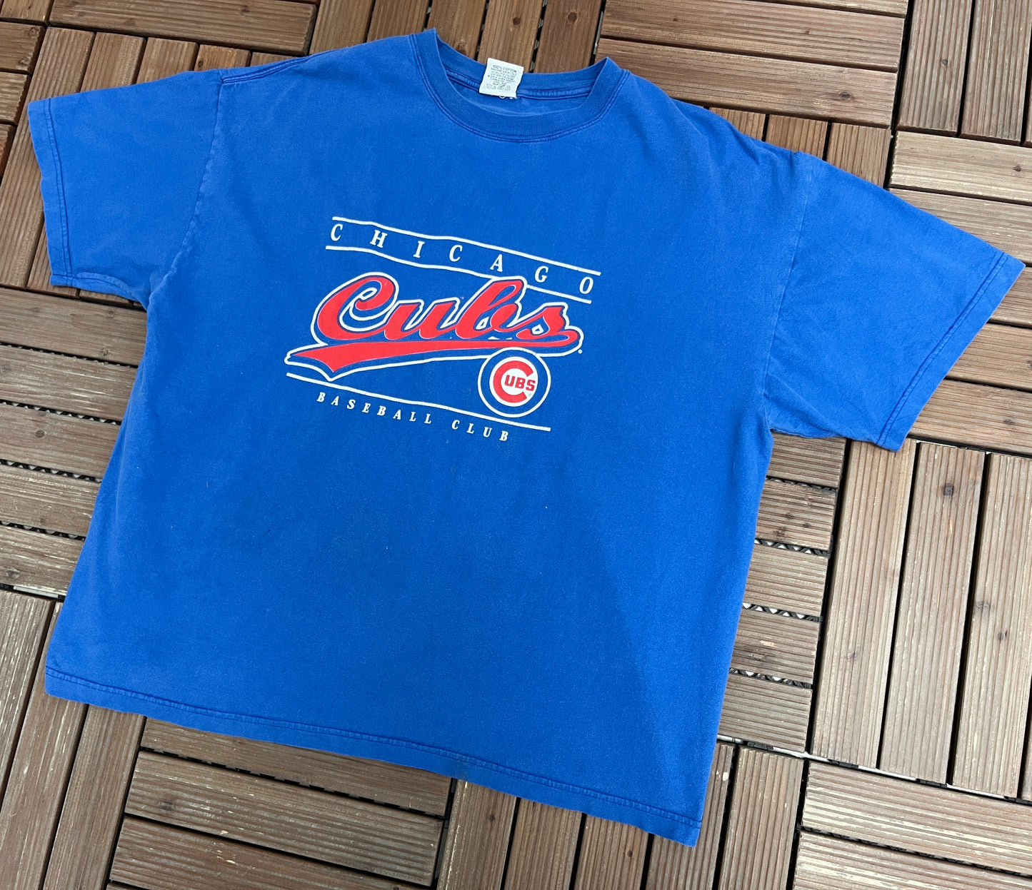 Chicago Cubs Baseball Club Graphic Tee | Size X-Large | Vintage 2000s MLB Baseball Blue T-Shirt |