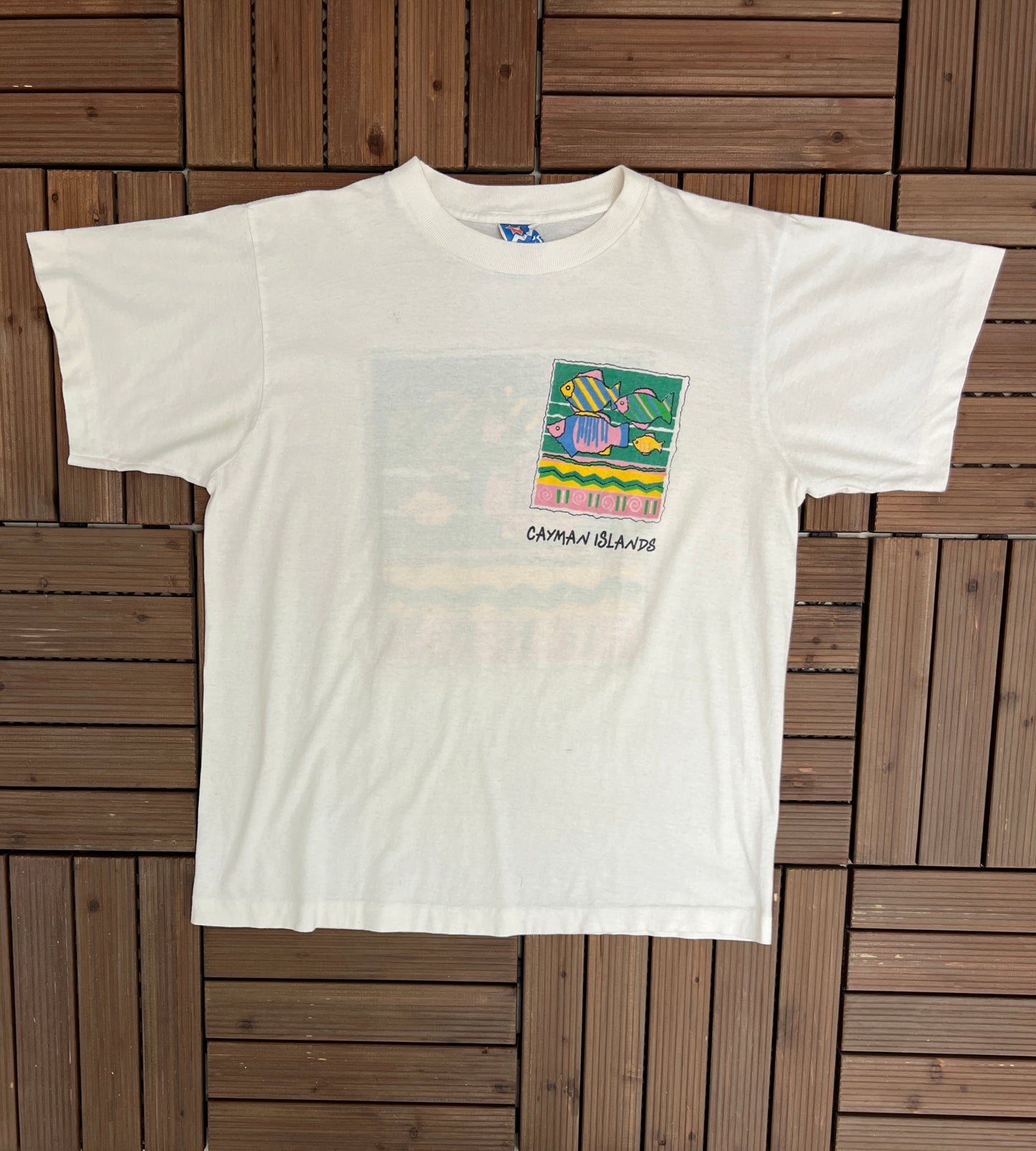 Cayman Islands Fish Graphic Tee | Size Medium | Vintage 1990s Single Stitch White T-Shirt | Tourist Graphic | Free Shipping to USA |