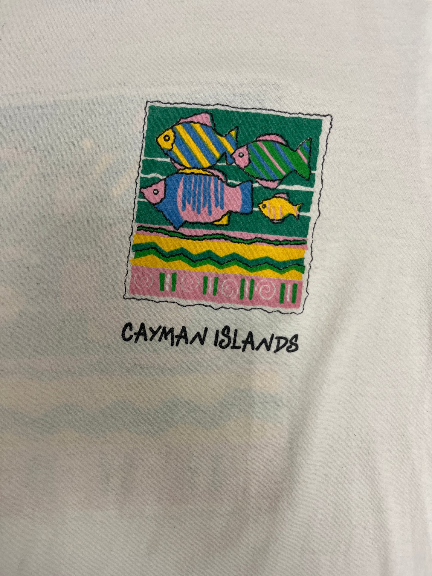 Cayman Islands Fish Graphic Tee | Size Medium | Vintage 1990s Single Stitch White T-Shirt | Tourist Graphic | Free Shipping to USA |