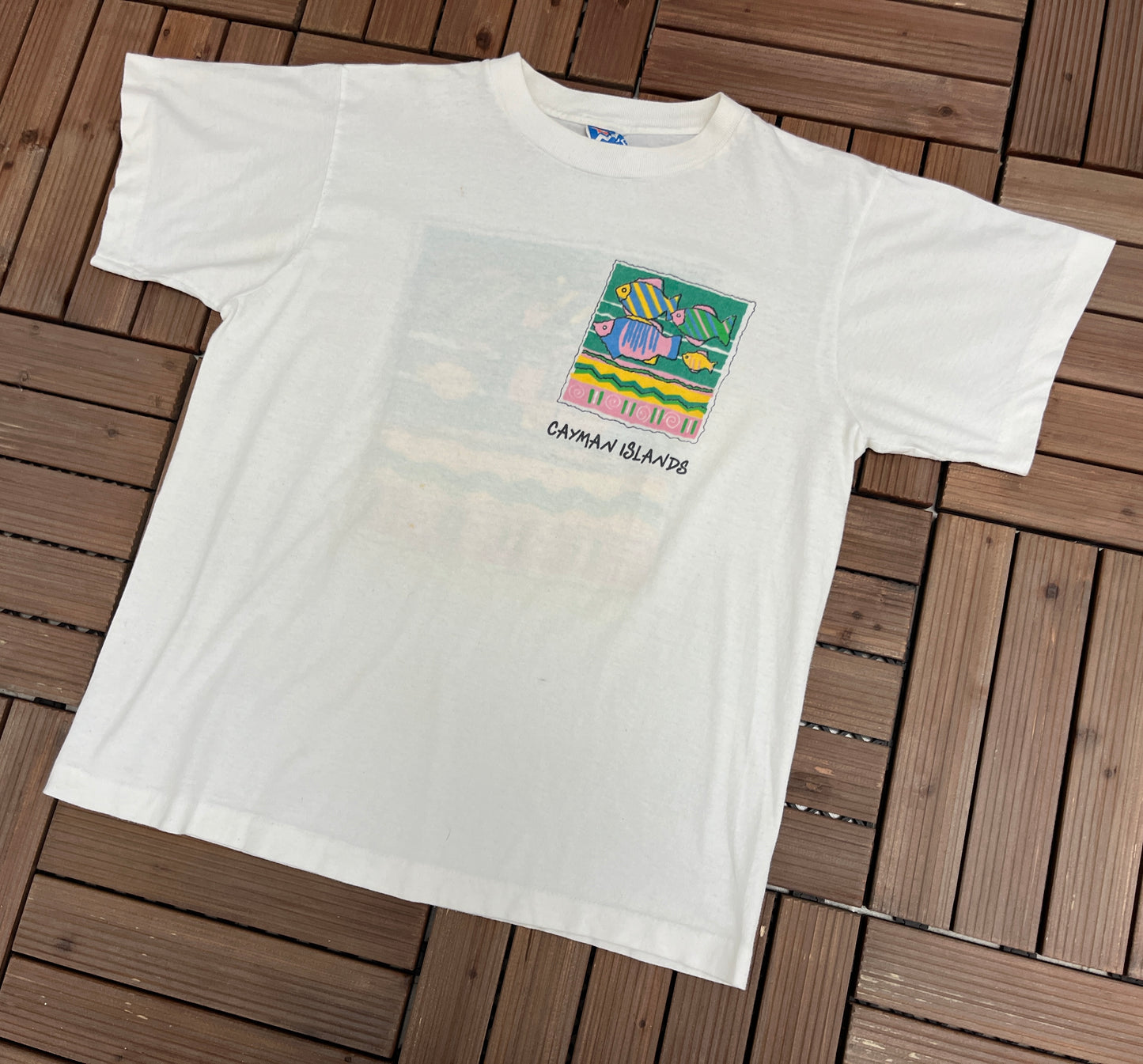 Cayman Islands Fish Graphic Tee | Size Medium | Vintage 1990s Single Stitch White T-Shirt | Tourist Graphic | Free Shipping to USA |