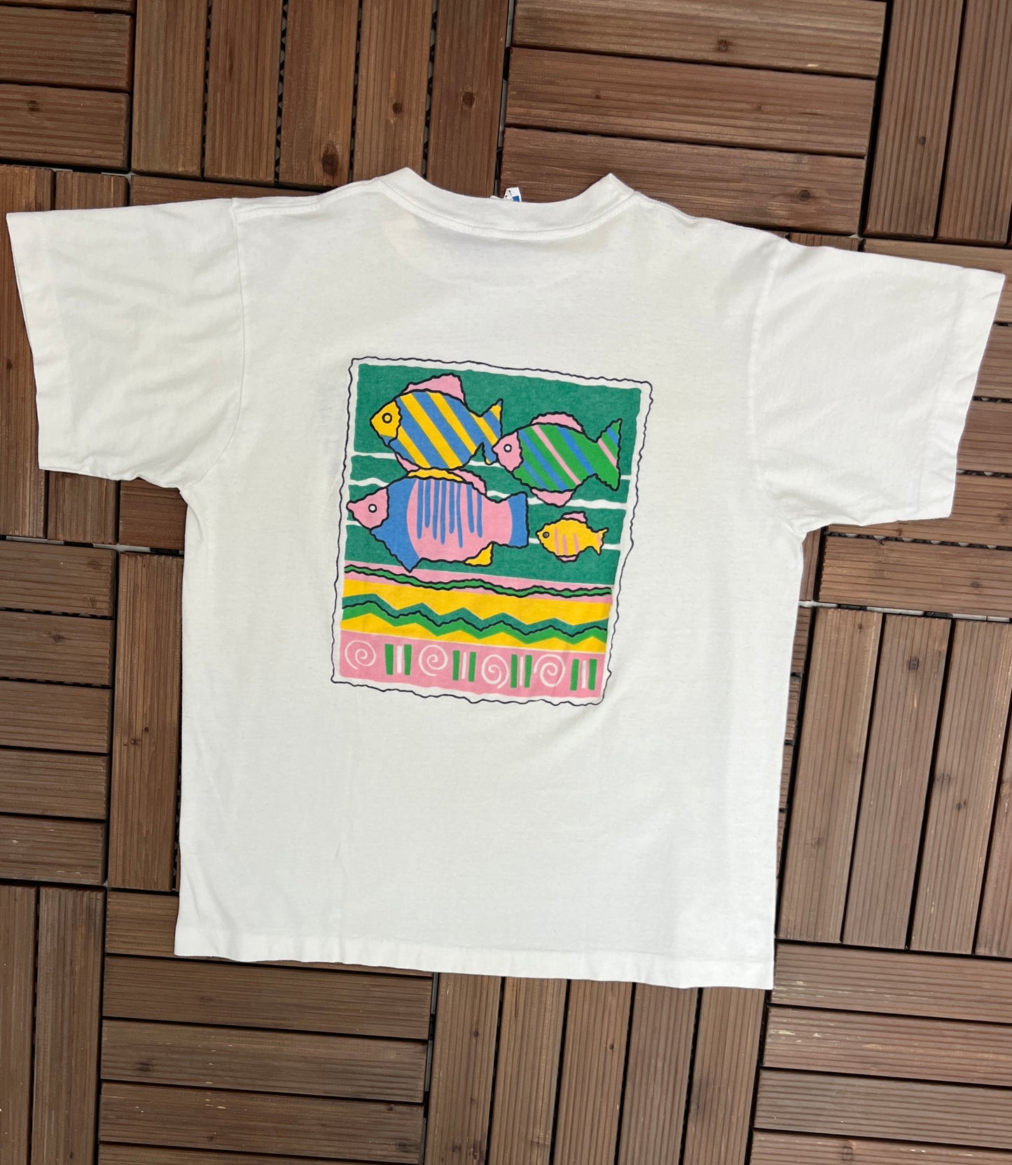 Cayman Islands Fish Graphic Tee | Size Medium | Vintage 1990s Single Stitch White T-Shirt | Tourist Graphic | Free Shipping to USA |