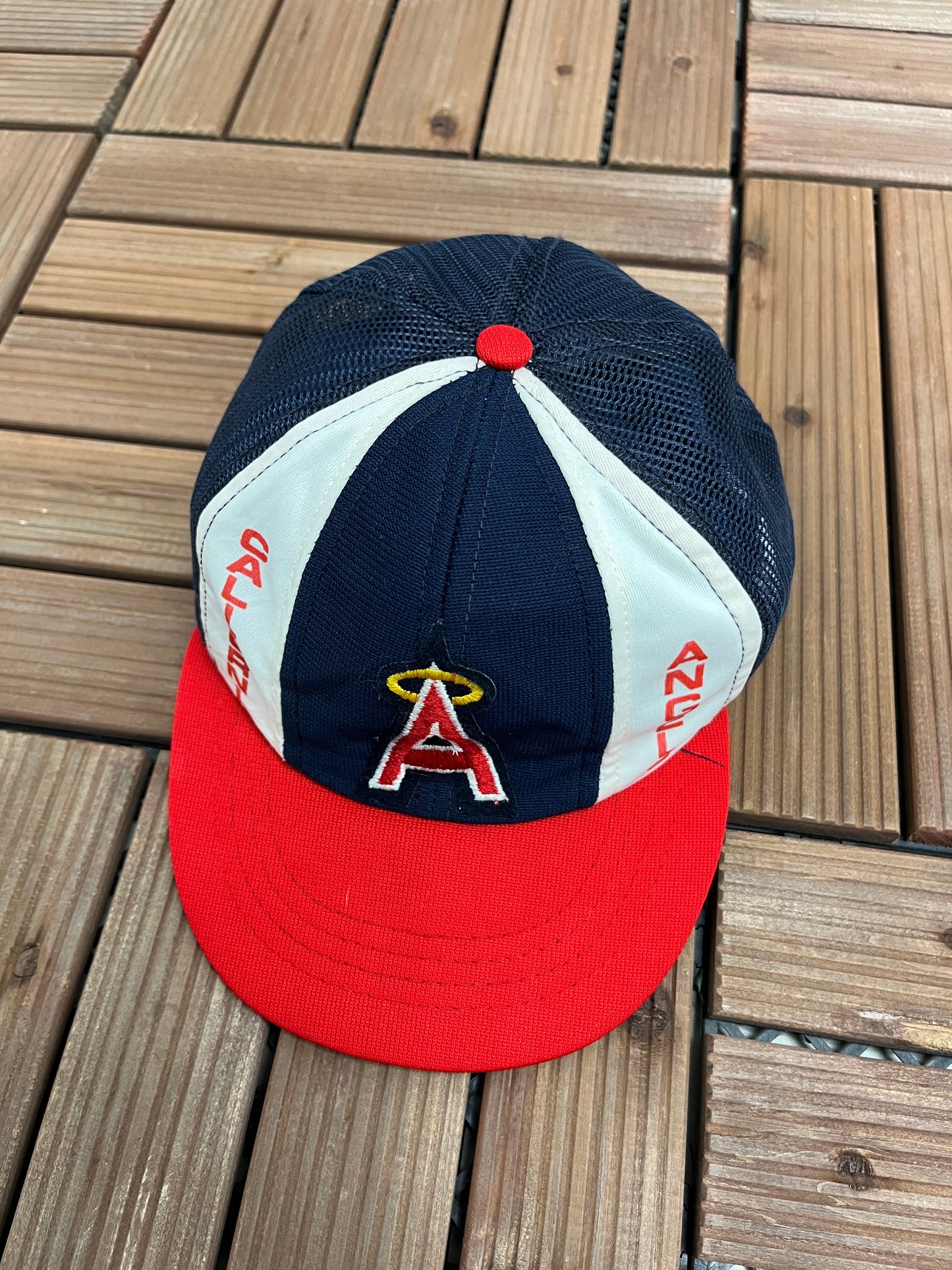 California Angels Panel Graphic Hat | Snap Back | Vintage 1990s MLB Baseball Blue Cap |