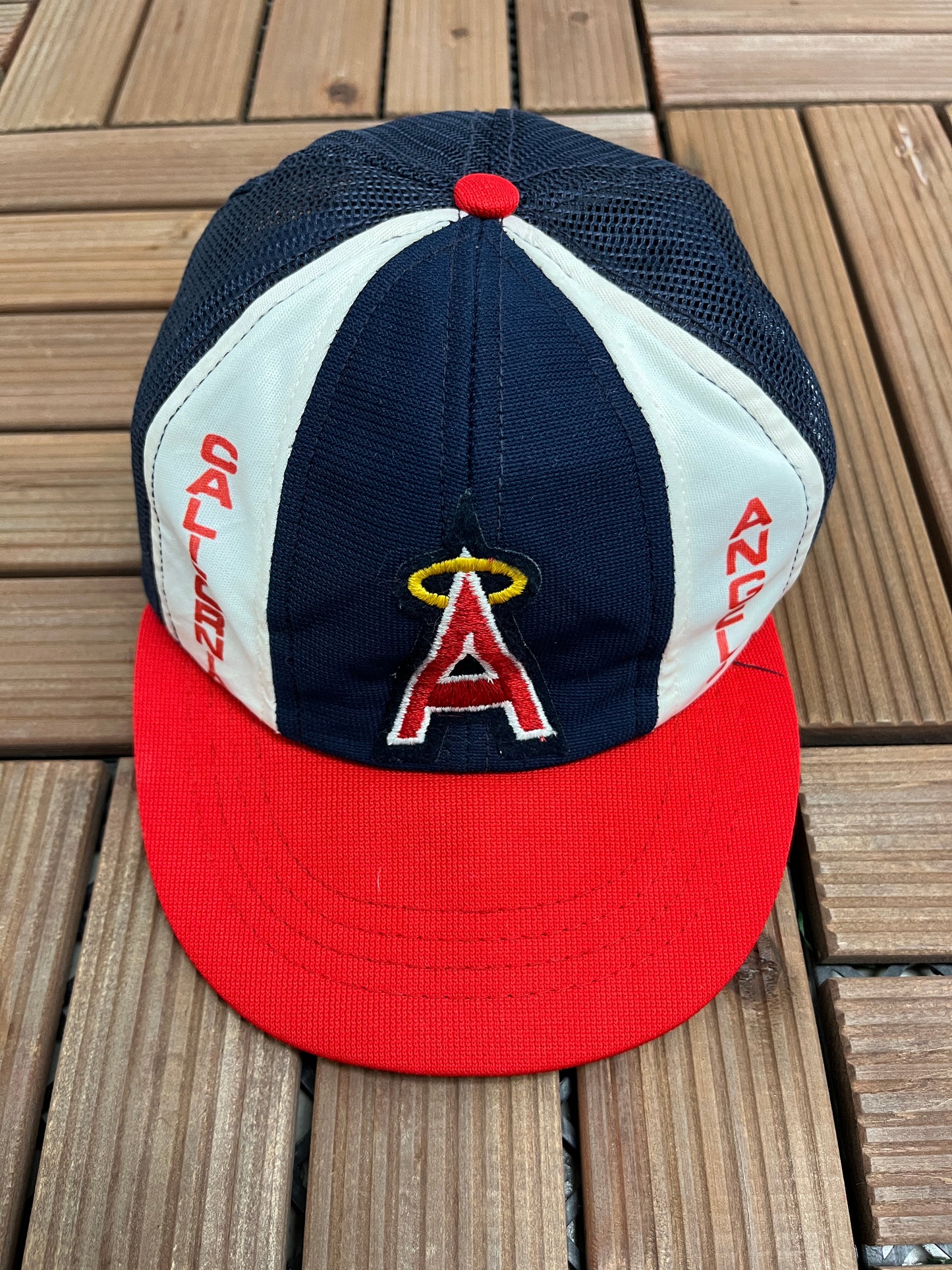 California Angels Panel Graphic Hat | Snap Back | Vintage 1990s MLB Baseball Blue Cap |