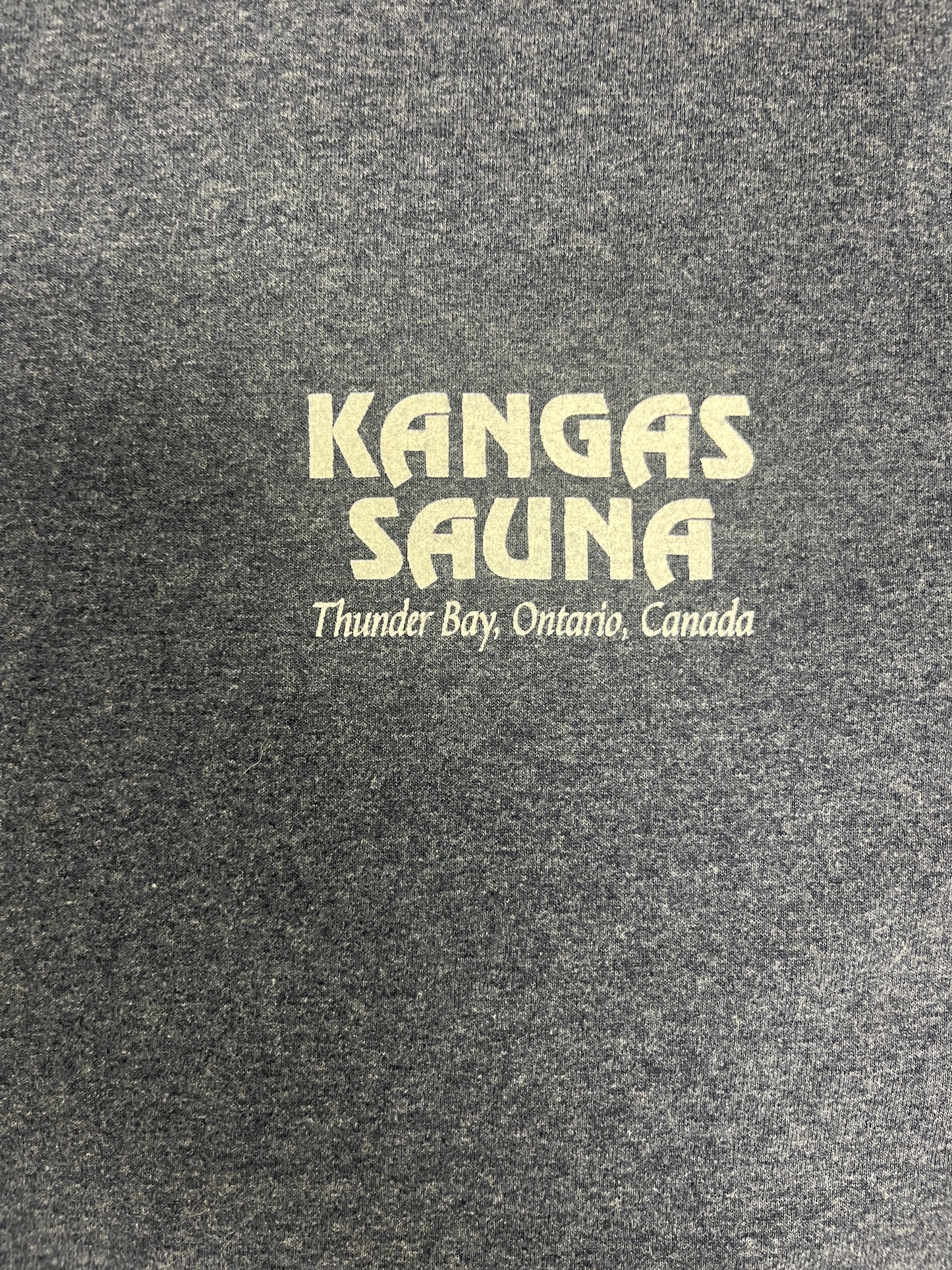 Kangas Sauna Thunder Bay Graphic Tee | Size Medium | Vintage 2000s Funny Promotional Blue T-Shirt |