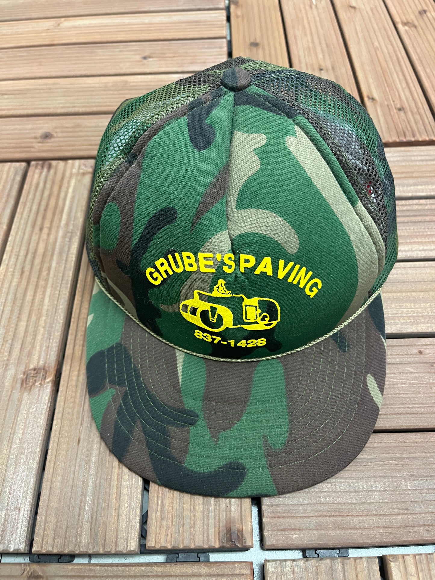 Grube's Paving Graphic Hat | Adjustable With Snap Back | Vintage 1990s Promotional Trucker Cap | Frankford, Delaware | Free Shipping to USA|