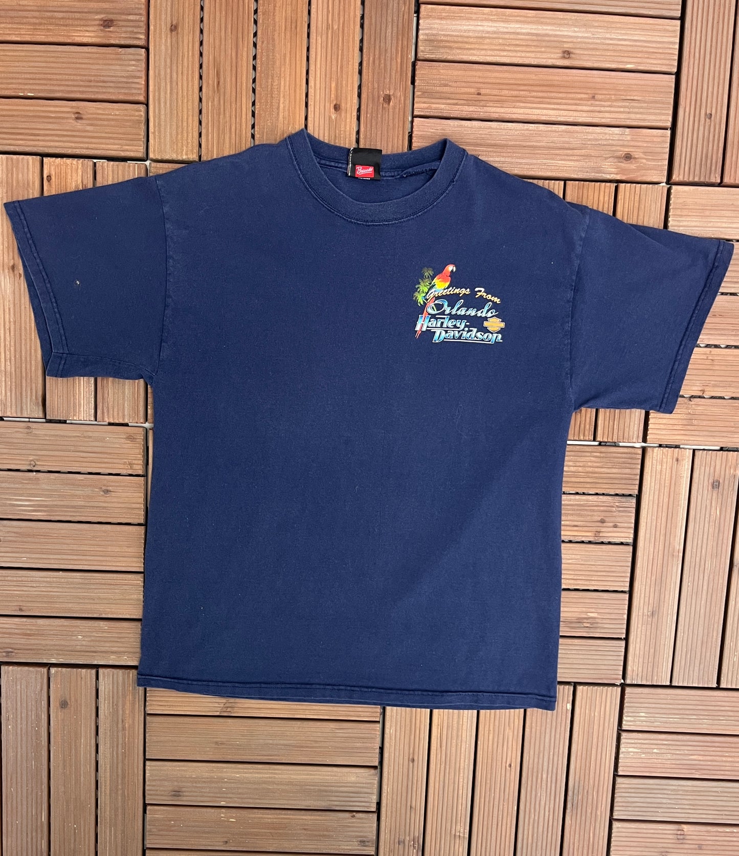 Harley Davidson Orlando, Florida Graphic Tee | Size Medium | Vintage 2000s Biker Motorcycle Blue T-Shirt | Free Shipping to USA |