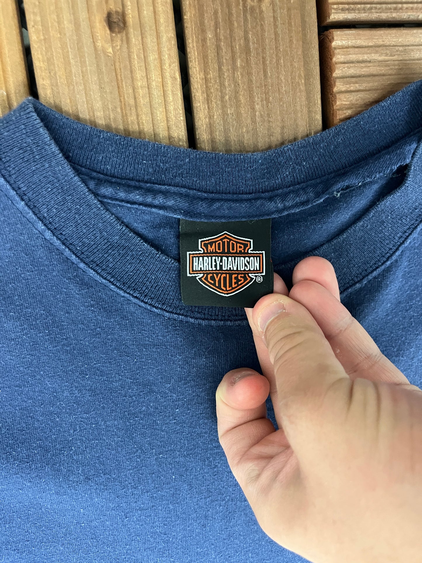 Harley Davidson Orlando, Florida Graphic Tee | Size Medium | Vintage 2000s Biker Motorcycle Blue T-Shirt | Free Shipping to USA |