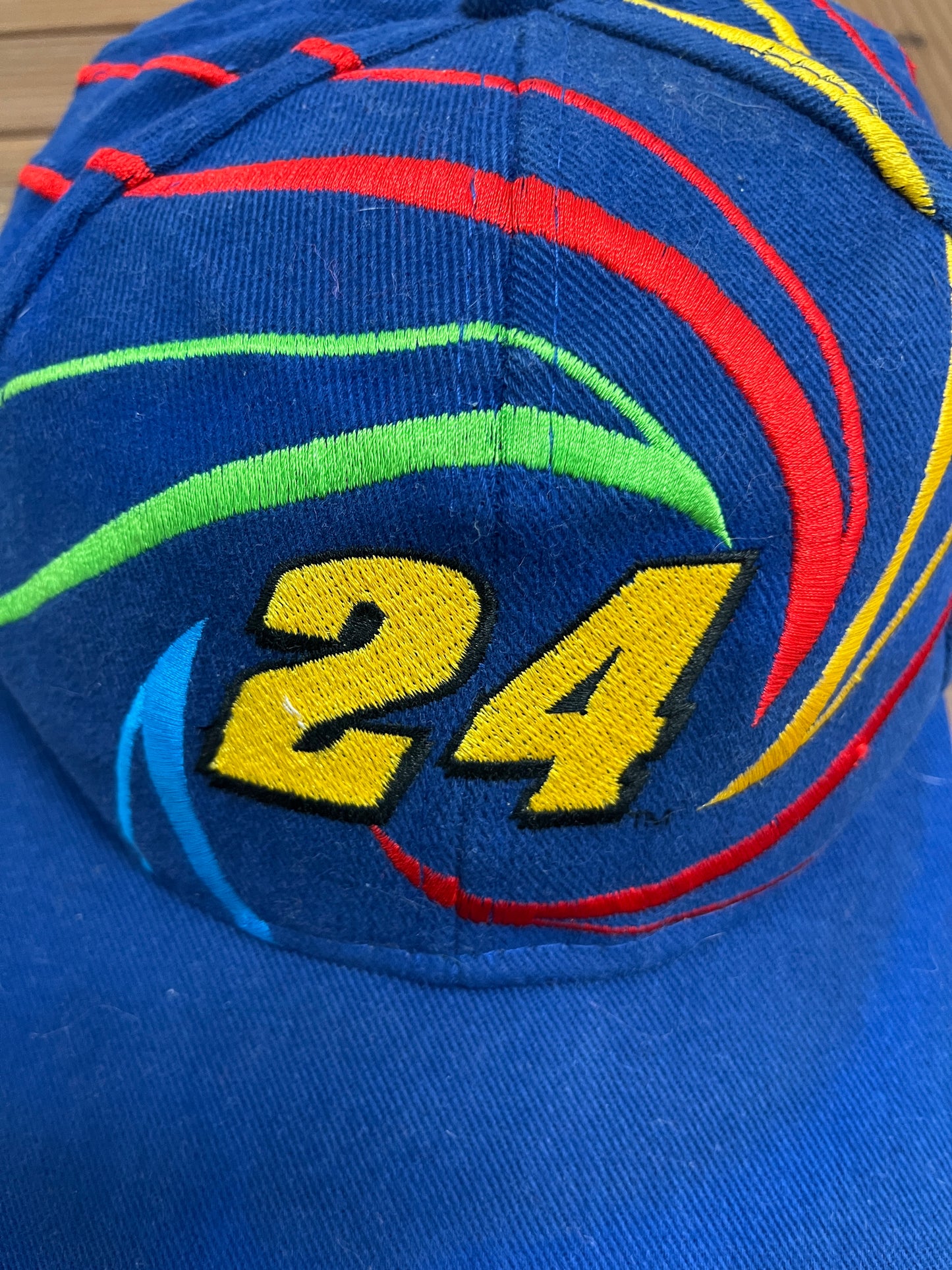 Jeff Gordon NASCAR Embroidered Graphic Hat | Snap Back | Vintage 2000s Racing Blue & Red Cap |