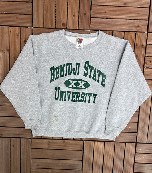 Bemidji State University Beavers Champion Graphic Crewneck | Size Medium | Vintage 2000s College Sports Grey Sweater | Free Shipping to USA|