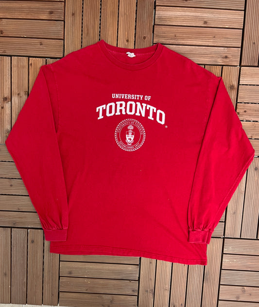 University of Toronto Graphic Tee | Size X-Large | Vintage 2000s Canadian University Red T-Shirt | Free Shipping to USA |