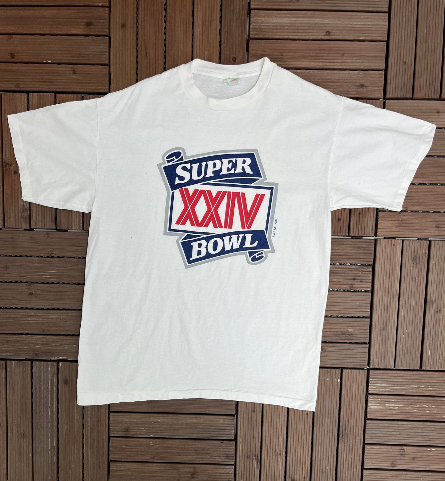 Super Bowl XXIV Graphic Tee | Size X-Large | Vintage 1980s NFL Football White T-Shirt |