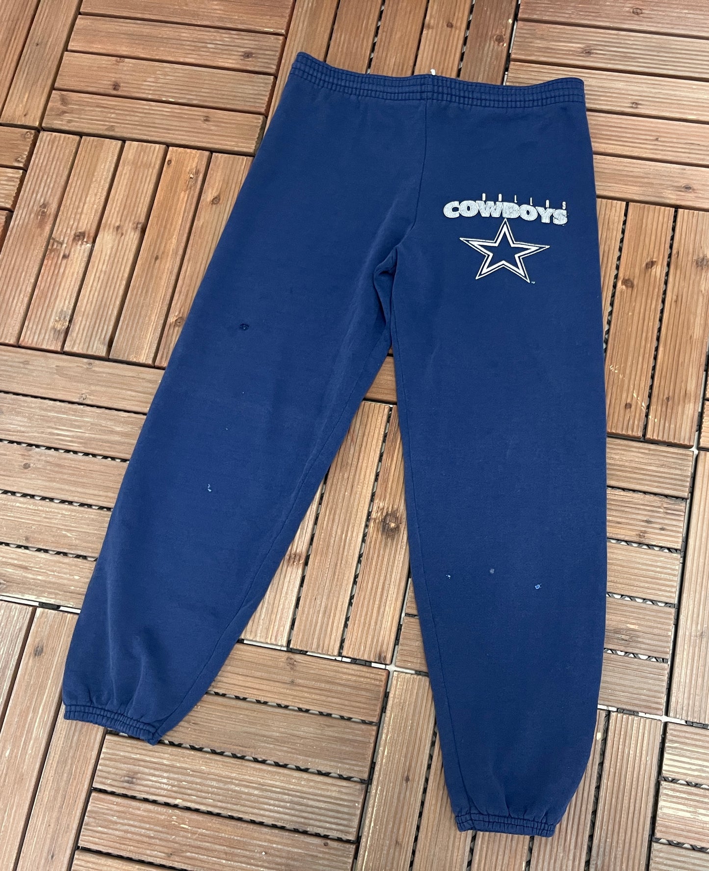 Dallas Cowboys Graphic Sweat Pants | Size Small | Vintage 1990s NFL Football Blue Sweat Pants |
