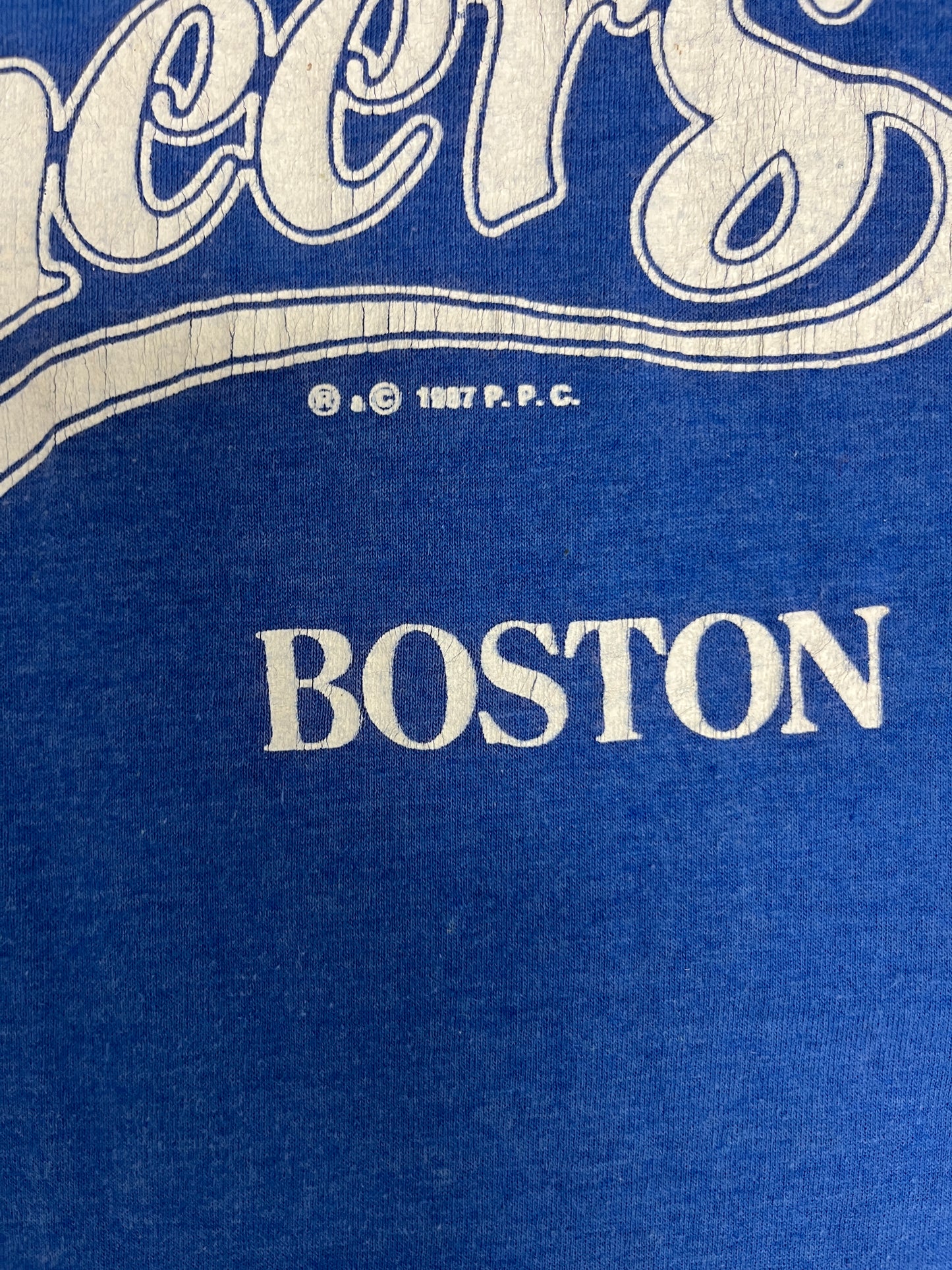 Cheers Boston Graphic Tee | Size X-Large | Vintage 1980s Television Series Blue T-Shirt |