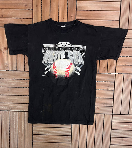 Chicago White Sox Graphic Tee | Size Large | Vintage 1990s MLB Baseball Black T-Shirt |