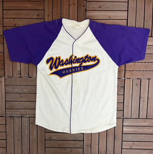 Washington Huskies Stitched Graphic Jersey | Size Large | Vintage 1990s College Sports White Jersey |