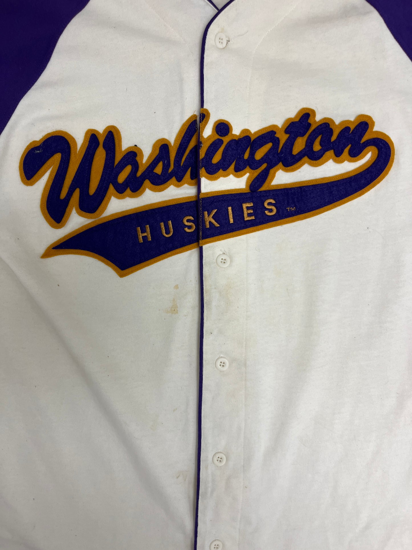 Washington Huskies Stitched Graphic Jersey | Size Large | Vintage 1990s College Sports White Jersey |