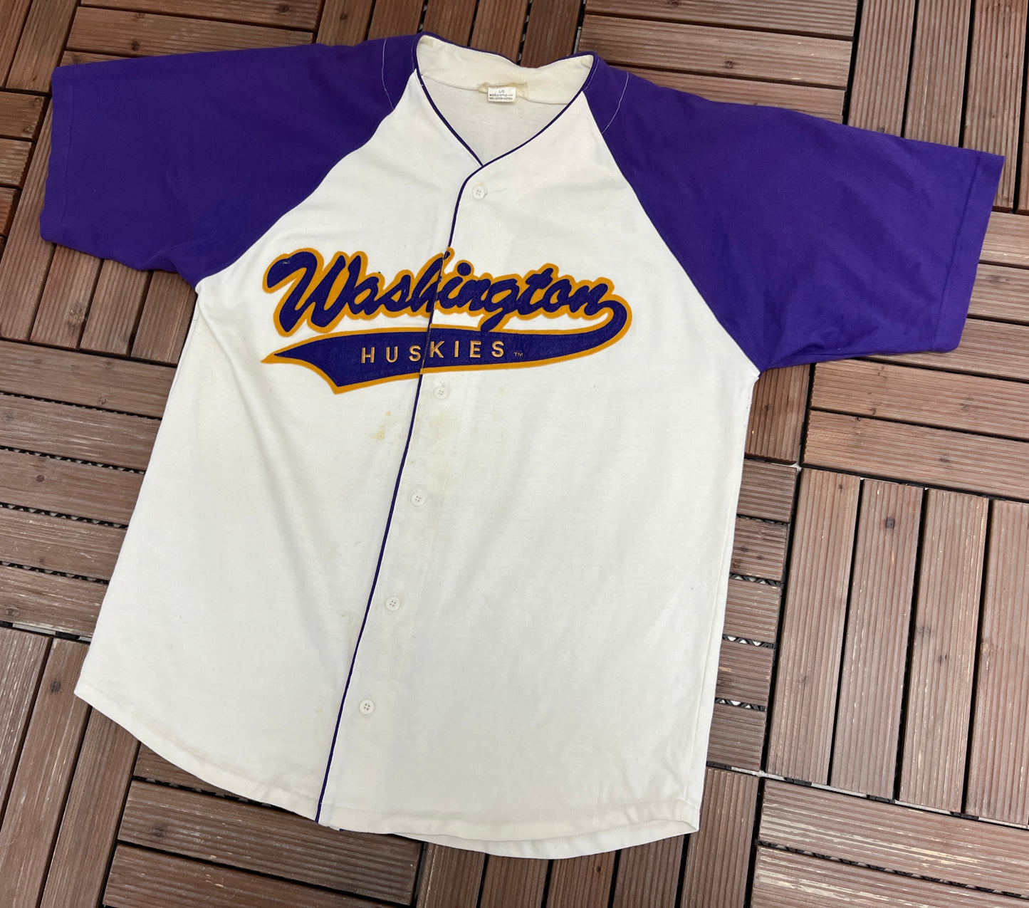 Washington Huskies Stitched Graphic Jersey | Size Large | Vintage 1990s College Sports White Jersey |