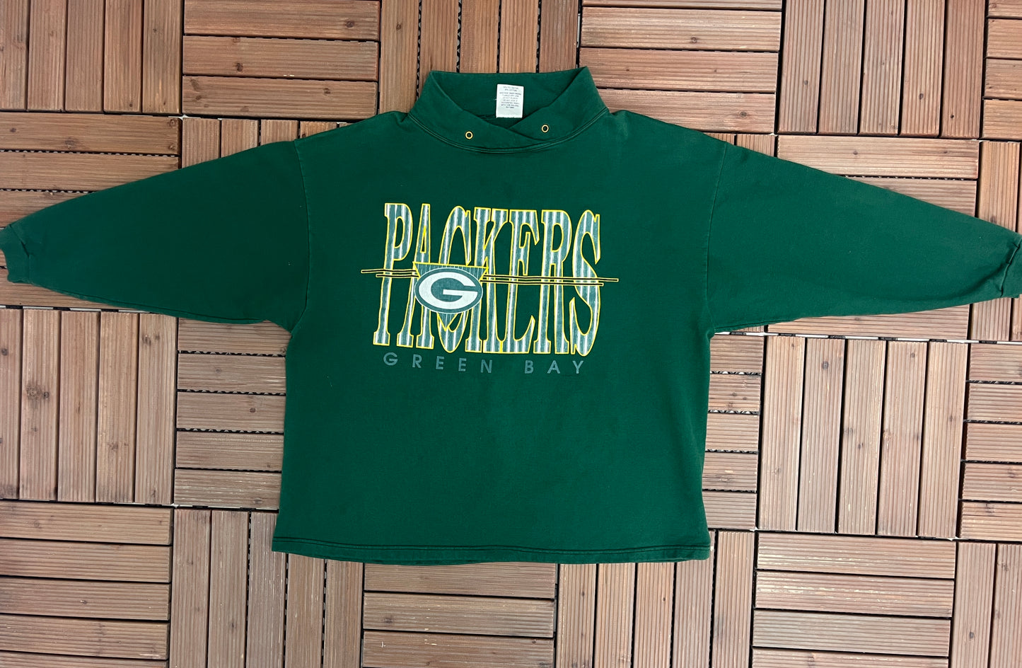 Green Bay Packers Graphic Crewneck | One Size Fits Most | Vintage 1990s NFL Football Green Sweater |