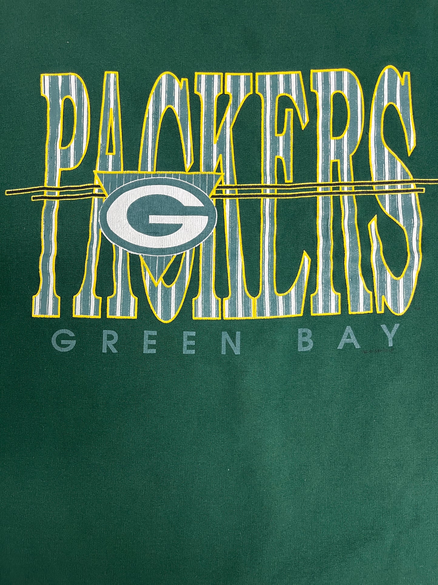 Green Bay Packers Graphic Crewneck | One Size Fits Most | Vintage 1990s NFL Football Green Sweater |