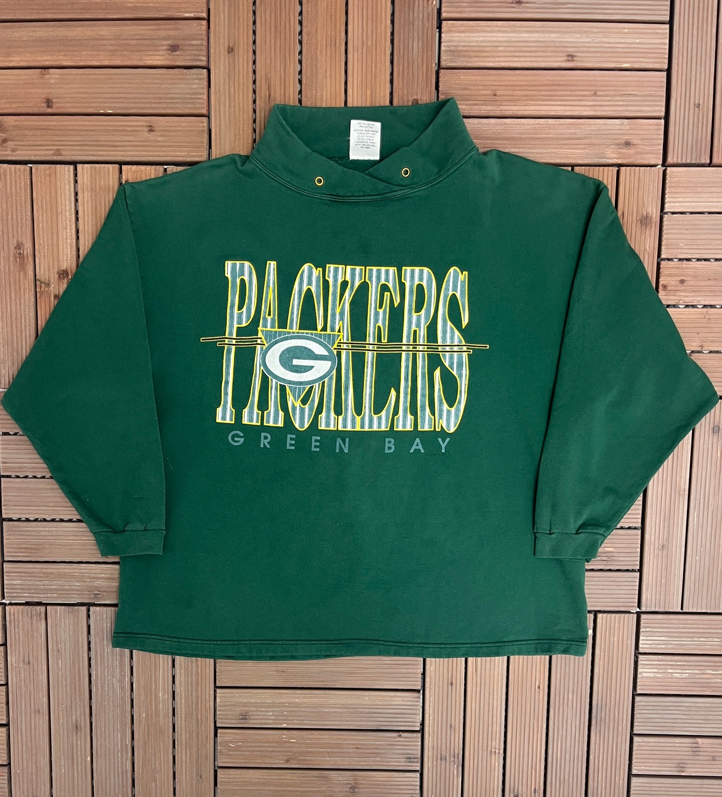 Green Bay Packers Graphic Crewneck | One Size Fits Most | Vintage 1990s NFL Football Green Sweater |