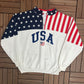 USA Stars & Stripes Graphic Sweater | Size XX-Large | Vintage 1990s American Flag White Sweatshirt | Made in USA | Free Shipping to America|
