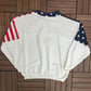 USA Stars & Stripes Graphic Sweater | Size XX-Large | Vintage 1990s American Flag White Sweatshirt | Made in USA | Free Shipping to America|