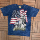 Wolf & The American Flag Graphic Tee | Size Large | Vintage 2000s Promotional Animal Blue T-Shirt | The Mountain | Free Shipping to USA|
