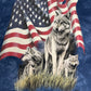 Wolf & The American Flag Graphic Tee | Size Large | Vintage 2000s Promotional Animal Blue T-Shirt | The Mountain | Free Shipping to USA|