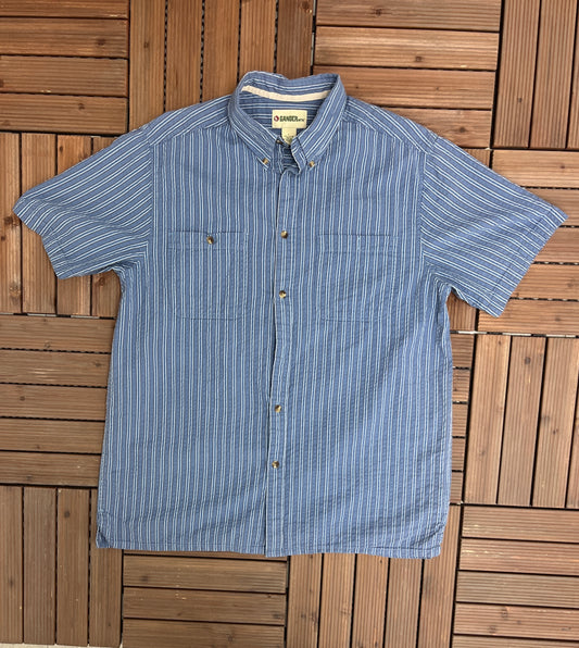 Gander Mountain Colourful Striped Button Down Tee | Size Large | Vintage 1990s Casual Thin Button Down Work Shirt | Free Shipping to USA |