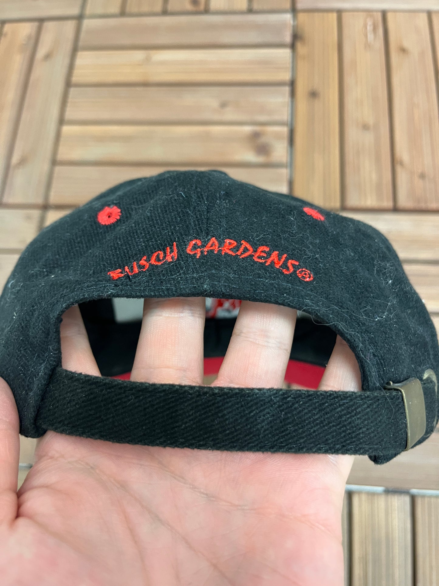 Rhino Rally Busch Gardens Graphic Hat | Metal Clasp Adjustable | Vintage 2000s Promotional Black Cap | Free Shipping to USA |