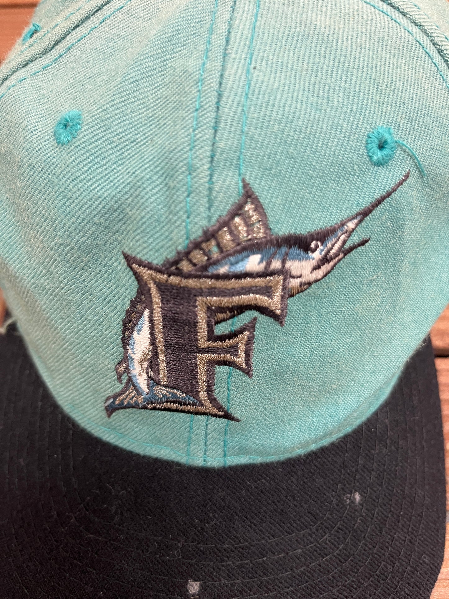 Florida Marlins Embroidered Graphic Hat | Snap Back | Vintage 1990s American Needle MLB Baseball Blue Cap |