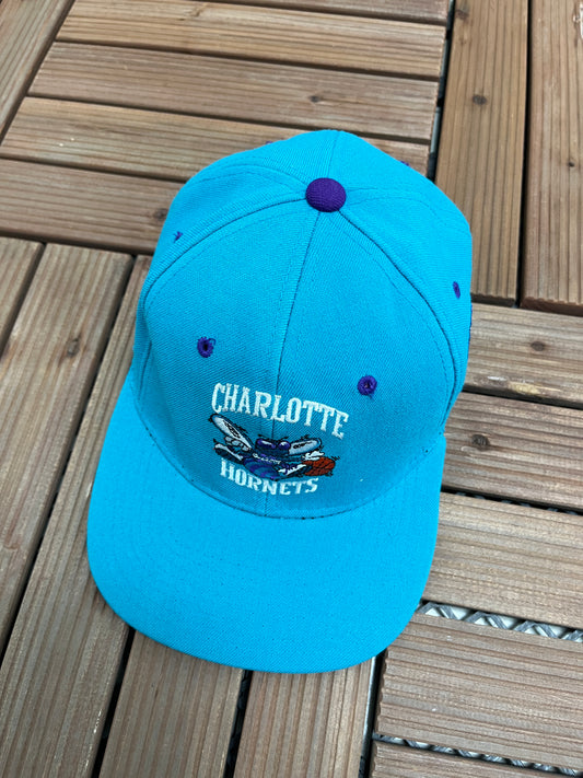 Charlotte Hornets Embroidered Graphic Hat | Size 6 5/8 - 7 1/8 | Vintage 2000s NBA Basketball Teal Cap |