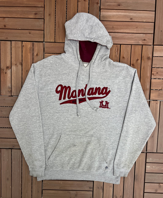 Montana Grizzlies Stitched Graphic Hoodie | Size Large | Vintage 2000s College Sports Grey Sweater | Free Shipping to USA |