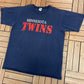 Minnesota Twins Baseball Graphic Tee | Size X-Large | Vintage 1990s MLB Baseball Blue T-Shirt |