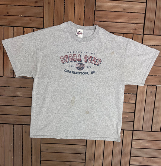 Bubba Gump Shrimp Co Charleston, South Carolina Graphic Tee | Size Large | Vintage 2000s Promotional Grey T-Shirt | Free Shipping to USA |