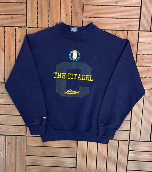 The Citadel Alumni Graphic Crewneck | Size Medium | Vintage 1990s College Blue Sweater |