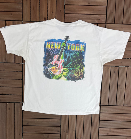 Hard Rock Cafe New York Graphic Tee | Size X-Large | Vintage 1990s Collectors White T-Shirt | Made in USA | Free Shipping to USA |