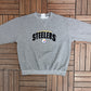 Pittsburgh Steelers Stitched Graphic Crewneck | Size Large | Vintage 1990s NFL Football Grey Sweater |