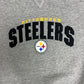 Pittsburgh Steelers Stitched Graphic Crewneck | Size Large | Vintage 1990s NFL Football Grey Sweater |