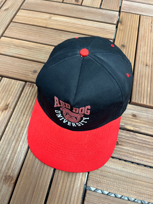 Red Dog University Graphic Hat | Adjustable With Snap Back | Vintage 1990s Beer Alcohol Promotional Black Cap | Free Shipping to USA |