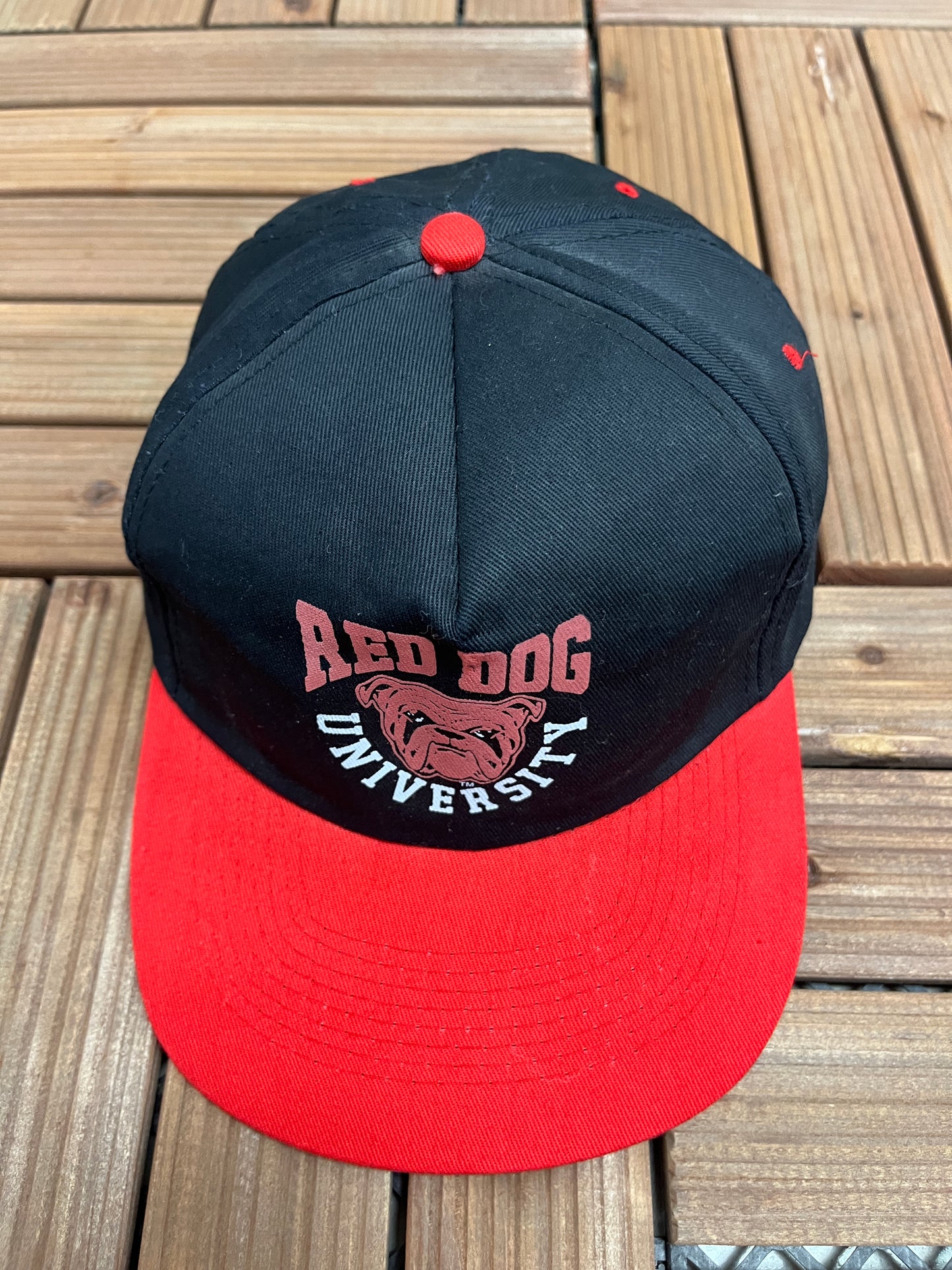 Red Dog University Graphic Hat | Adjustable With Snap Back | Vintage 1990s Beer Alcohol Promotional Black Cap | Free Shipping to USA |