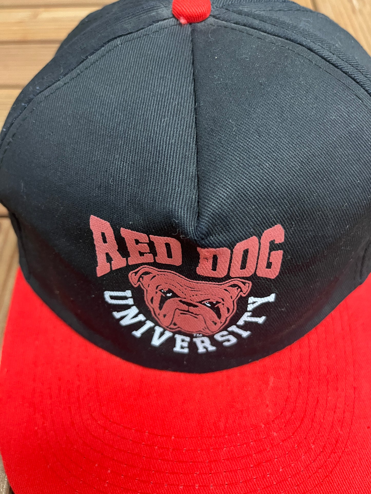 Red Dog University Graphic Hat | Adjustable With Snap Back | Vintage 1990s Beer Alcohol Promotional Black Cap | Free Shipping to USA |